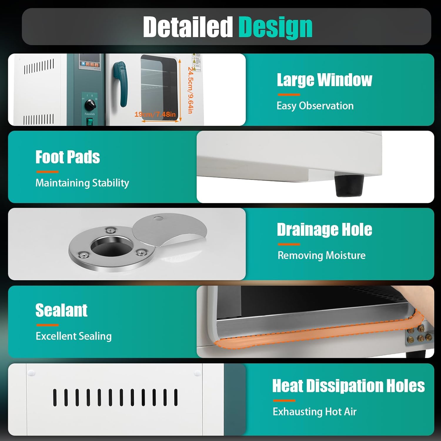 1000W 110V Horizontal Electric Blast Drying Oven, 12Gal Capacity Forced Air Convection Drying Oven with Button Control & Intelligent Temperature Controller, Box Temperature RT+18°F～572°F