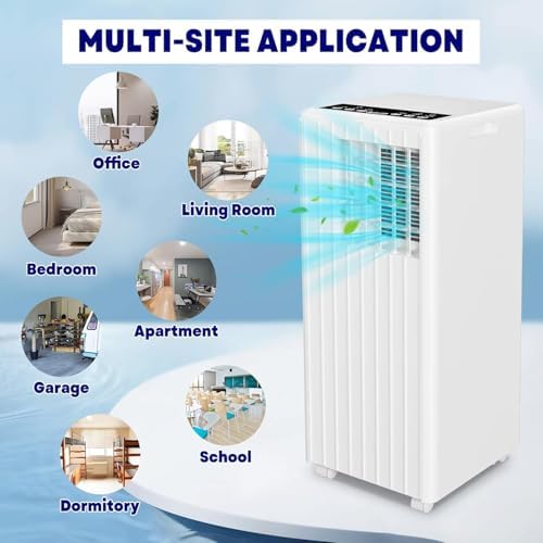 8000 BTU Portable Air Conditioner, Quiet 3-in-1 Cooling Unit for Rooms Up to 250 Sq.Ft, Includes Dehumidifier & Fan Modes, Remote Control, Sleep Mode – Perfect for Bedrooms & Apartments