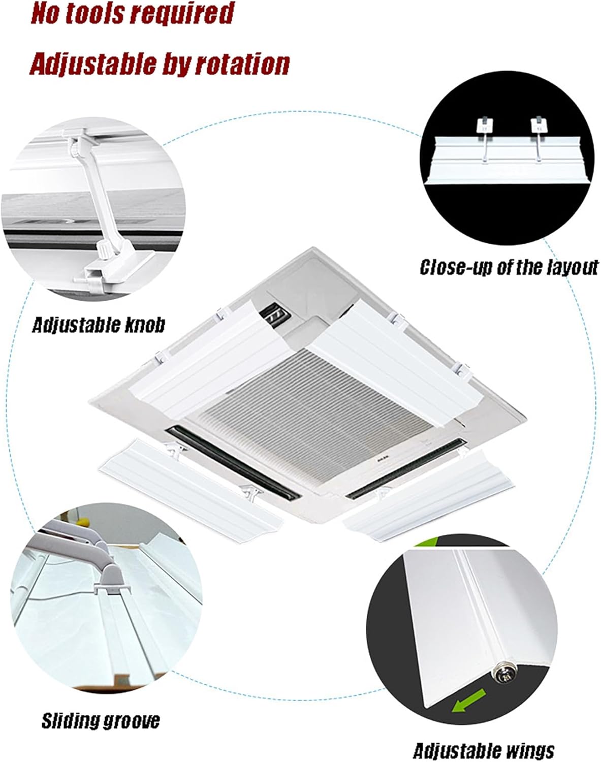 Air Conditioner Deflector for Ceiling Central Air Conditioning, Prevent The Air from Blowing Straight, Angle Adjustable