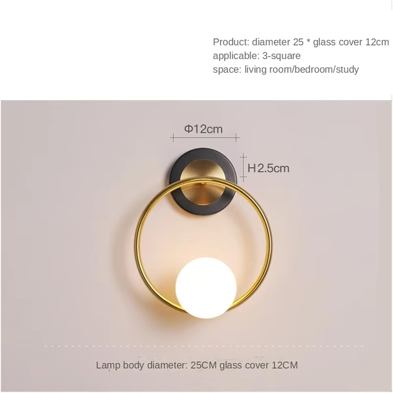 Wall Lamp Glass Ball Ring LED Sconce Lighting Bedroom Bedside Modern Living Room Nordic Aisle Gold,Household