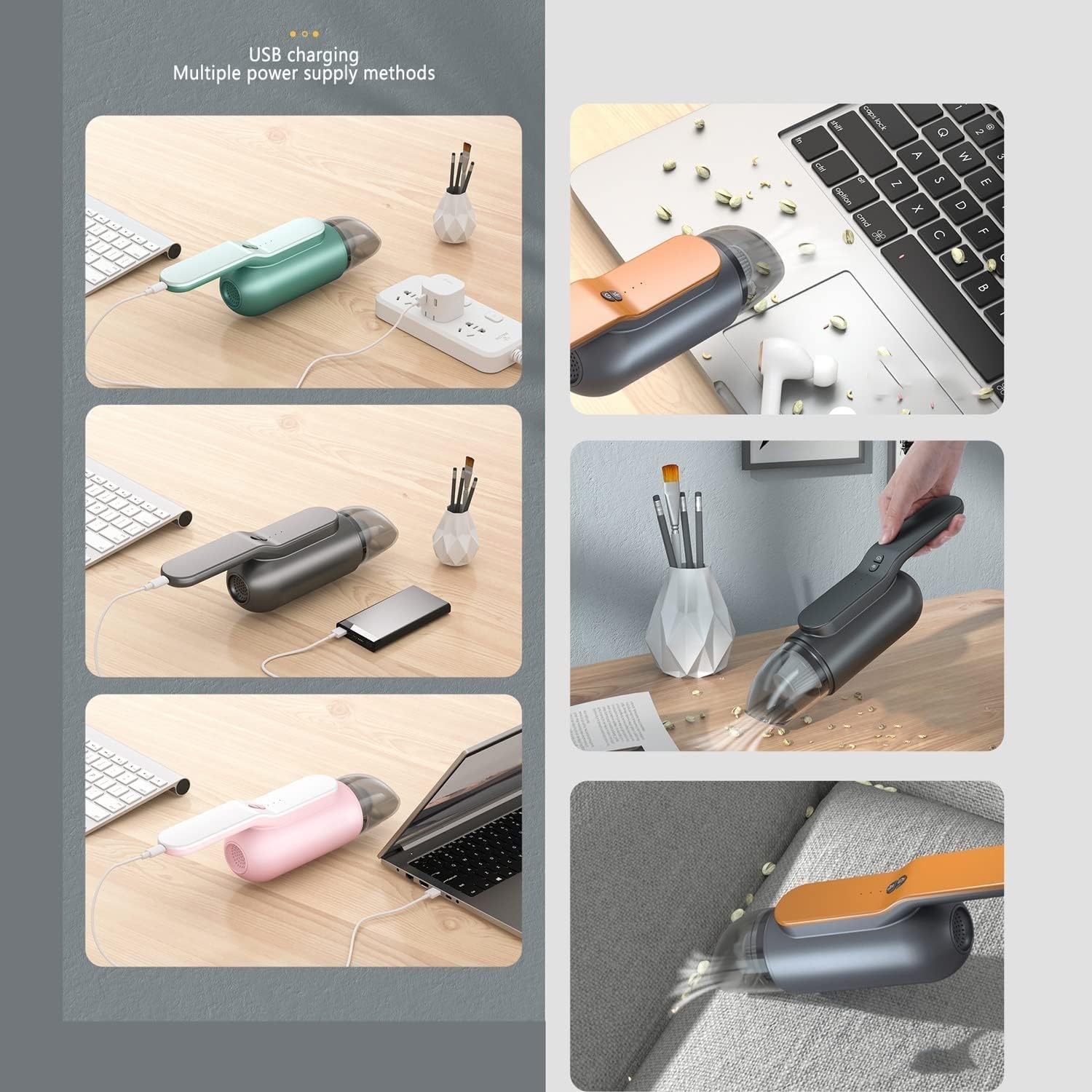 Car Vacuum Cleaner, 13000Pa Strong Suction Car Vacuum Cleaner, High Power Handheld Cordless Vacuum for Home Car Office(Orange)