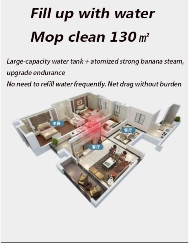All-in-one Steam Mop and Detachable Handheld Cleaner, 5 Large Brush Heads, 360ml Powerful Cleaner, Multifunctional Floor Steamer for Carpet, Laminate, Tile, Car (Color : Gray)