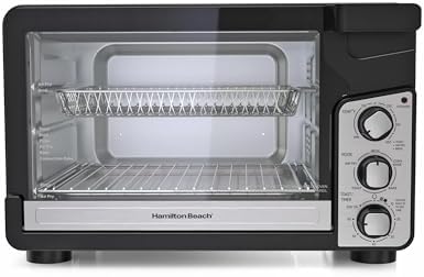 Hamilton-Beach Easy View XL Toaster Oven with Sure-Crisp® Air Fry, 1750W, 6-Slice Capacity, 12” Pizza Fit, 5 Cooking Modes, Extra-Large Window, Timer & Temp Control Dial, Air Fry Basket Included