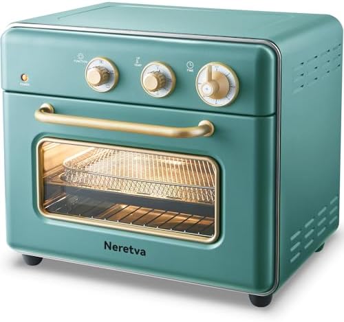 Neretva [21 QT& 6-in-1] Toaster Oven & Air Fryer, Compact Toaster Ovens Countertop with 5 Slices 1500W Rapid Heat Air Fryer Toaster Oven Combo Stainless Steel for Bake/Toast/Broil/Air Fryer/Defrost