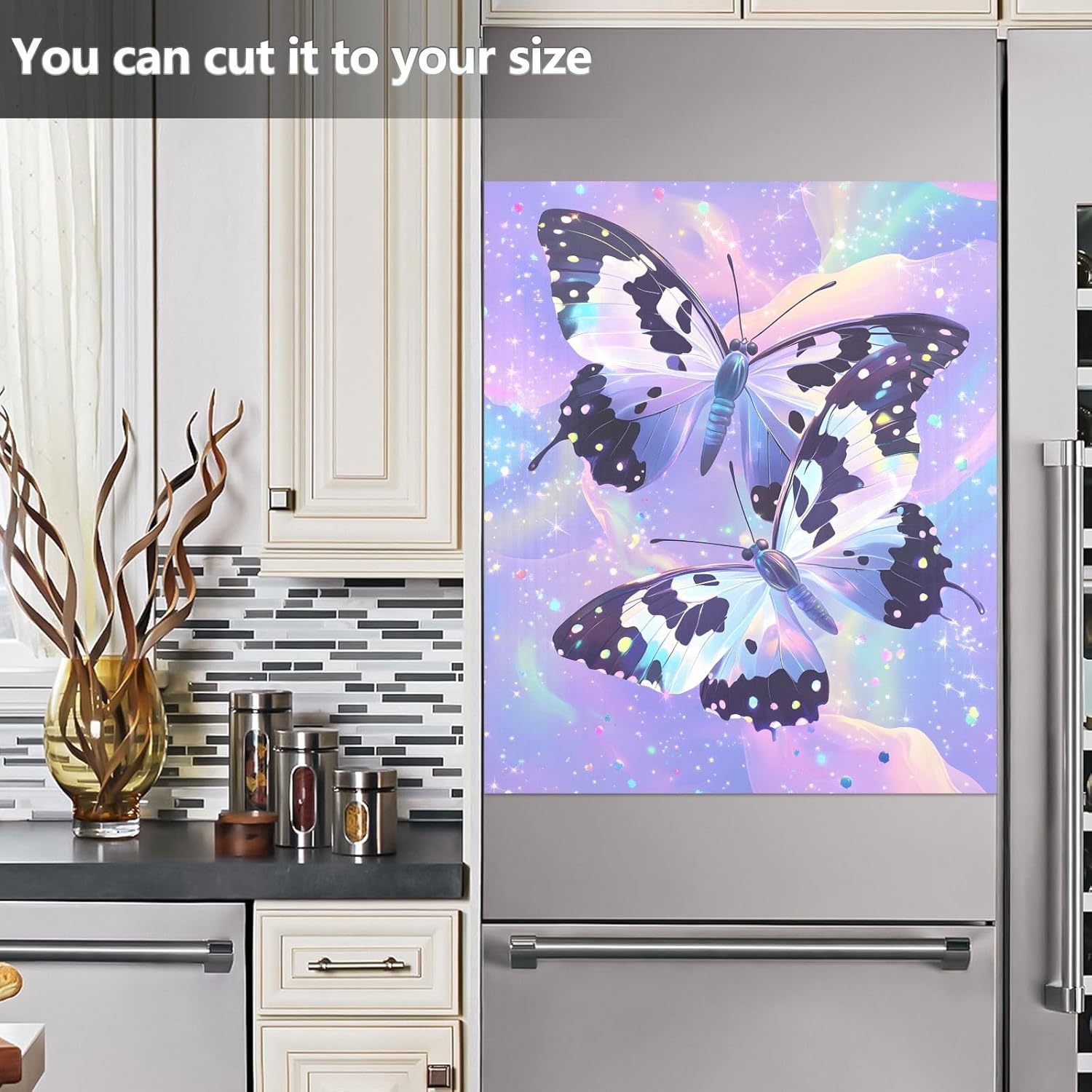Dishwasher Magnet Cover Large Magnetic Stickers 3D Two Butterflies Front Dishwasher Cover Reusable Decal for Home Kitchen Anti-Scratch Refrigerator Decorative Lid Washing Machine Laundry 23