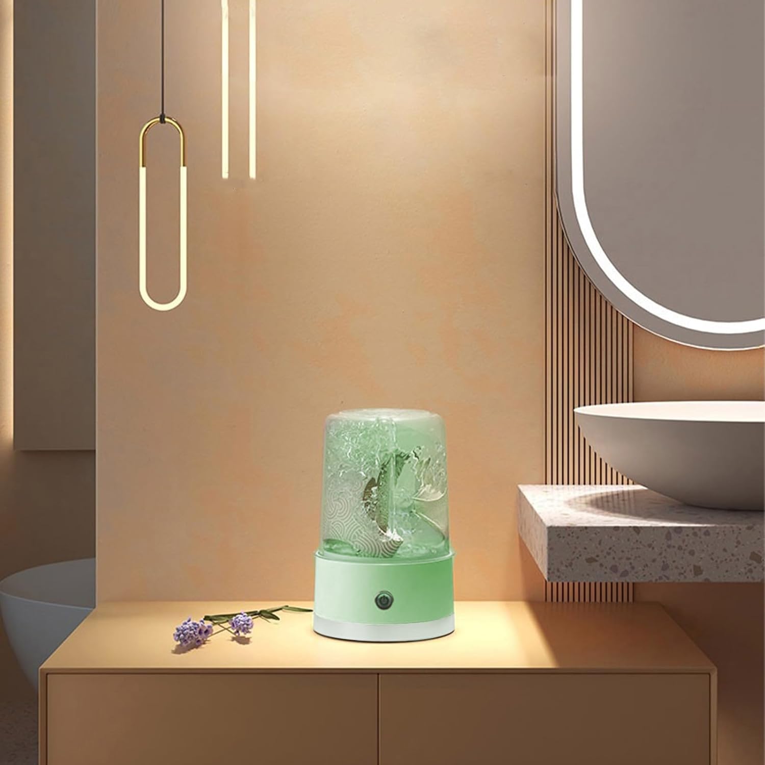 Portable Rechargeable Cordless Mini Washing Machine, Underwear Washing Machine, 4000mAh, 1L Capacity, Compact Quiet Mini Fully Automatic Washing Machine for Bras, Underwear & Socks (Green)