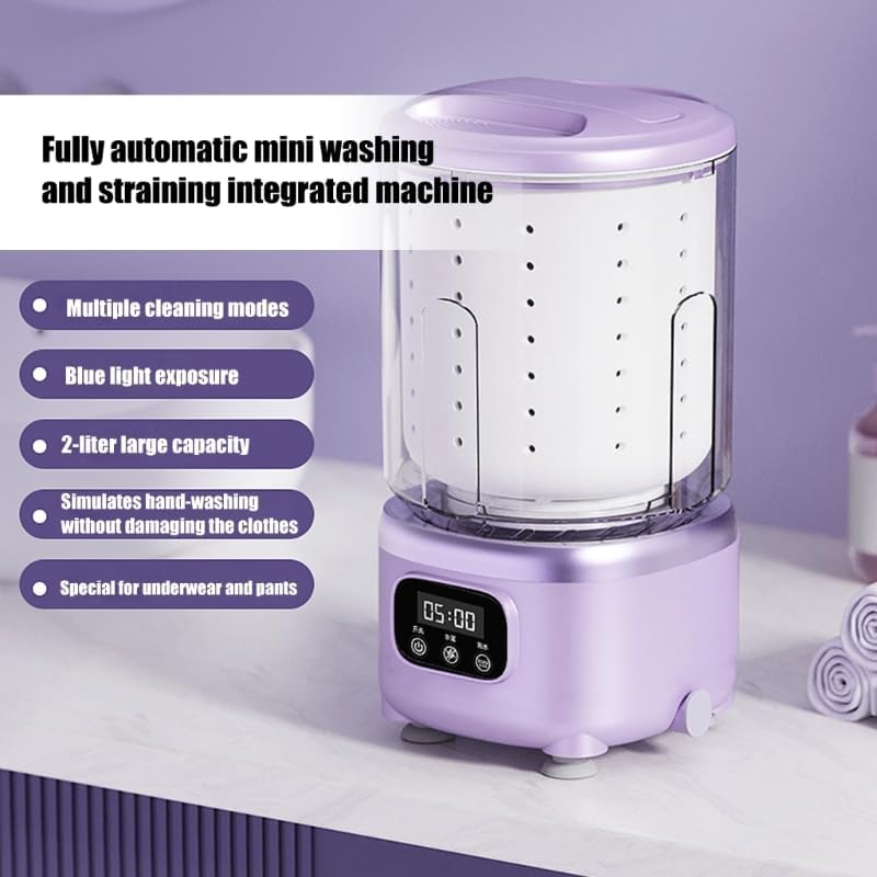 Portable Washing Machine, Underwear Washer with Ultrasonic Technology, Small Laundry Machine, Compact Design, for Bra, Socks, Small Clothes, for Home, Travel, Outdoor Activities (Pink)