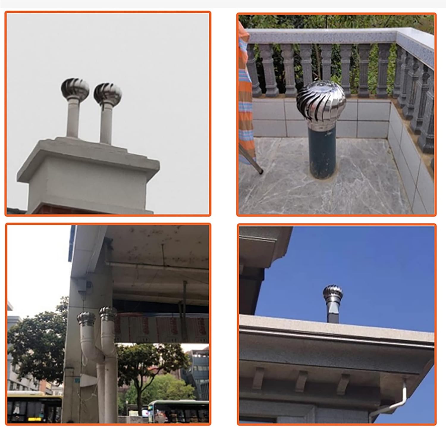 304 Stainless Steel Roof Vent Pipes Chimney Caps, Rotating Chimney Cowl, Ventilator, for Chimney Fireplace Storehouse(300 mm/11.8in)