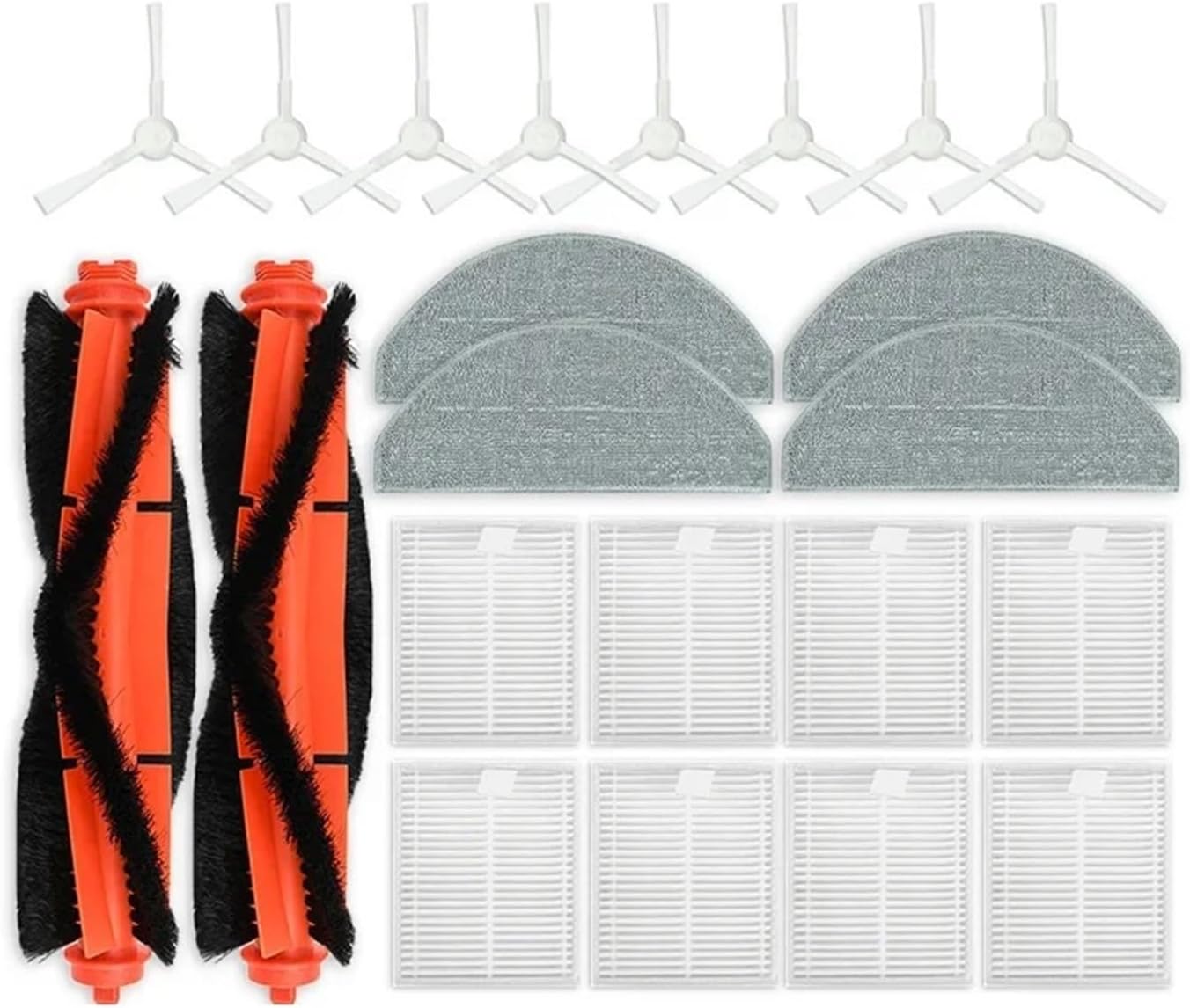 Vacuum Cleaner Side Brush Compatible for Xiaomi Vacuum Cleaner S20 E12 E10 B112 Sweeping Robot Vacuum Cleaner Side Brush Mop Cloth HEPA Filter Spare Parts(22PCS)