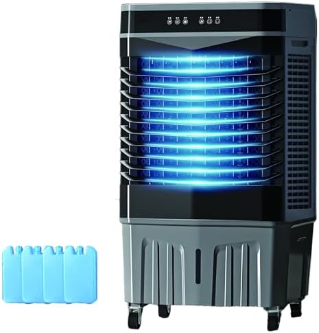 Indoor Swamp Cooler Fan, 3 In 1 Portable Air Conditioners, 10 Gallon Tank, 120° Oscillation, 4 Ice Packs, 12H Timer, Remote, 3 Modes & 3 Speeds Air Cooler for Room Cooling(90cm/35in)