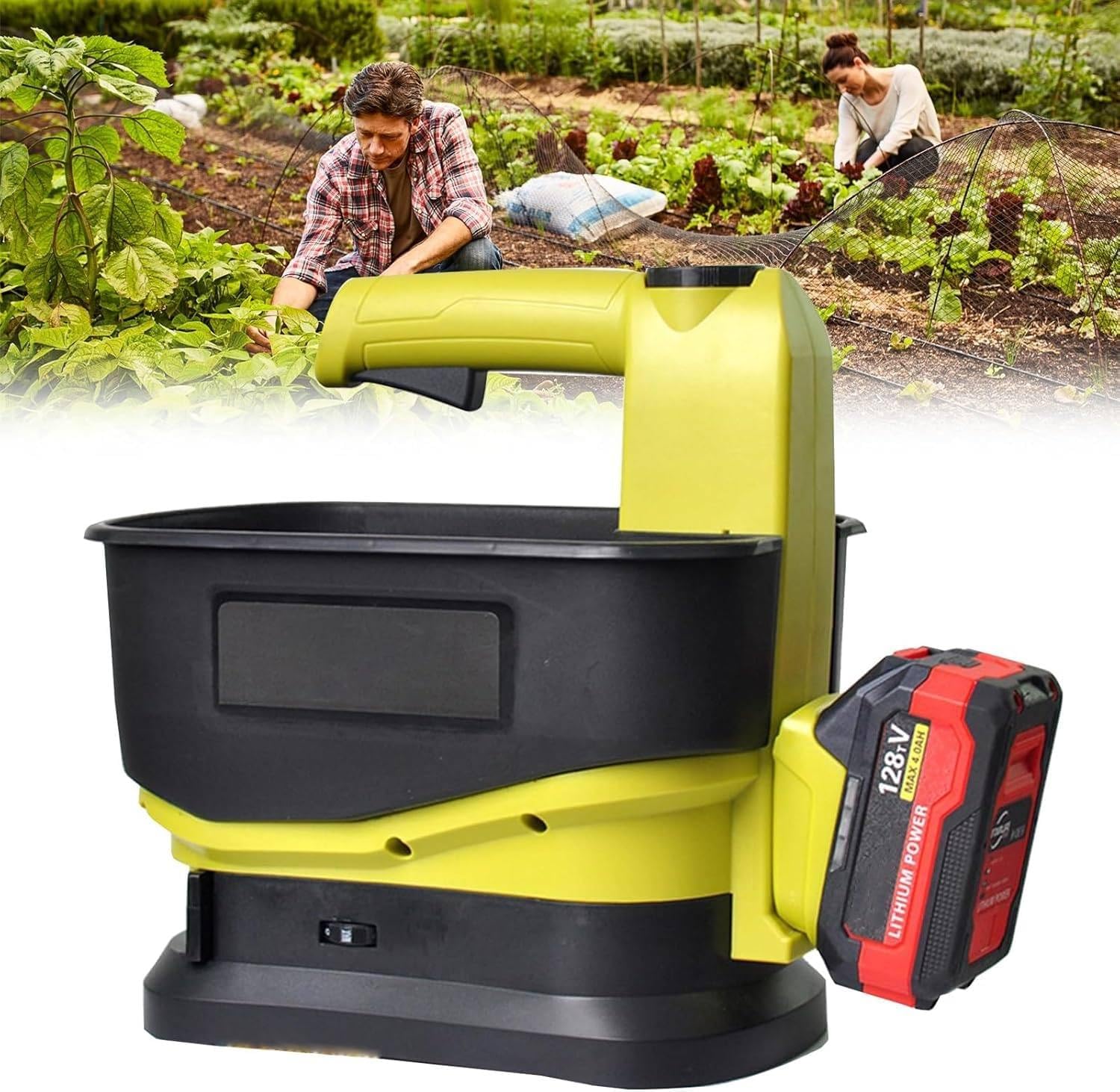 Cordless Spreader for 20v Battery, Rechargeable Seed Spreader, 4ah Built-in Lithium Battery with Charging Cable, Adjustable Scatter Width, for Fertilizer, Grass Seed, Salt, Grit