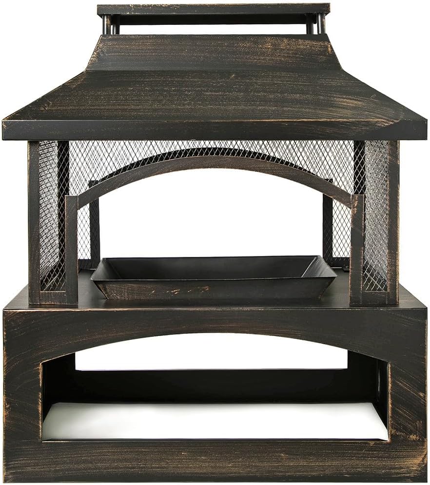 Portable Wood Burning Fire Pit for Outside Smokeless Outdoor Fire Pit with Removable Legs Compact Portable Heater for Camping Patio & Backyard Warmth Antique Brass