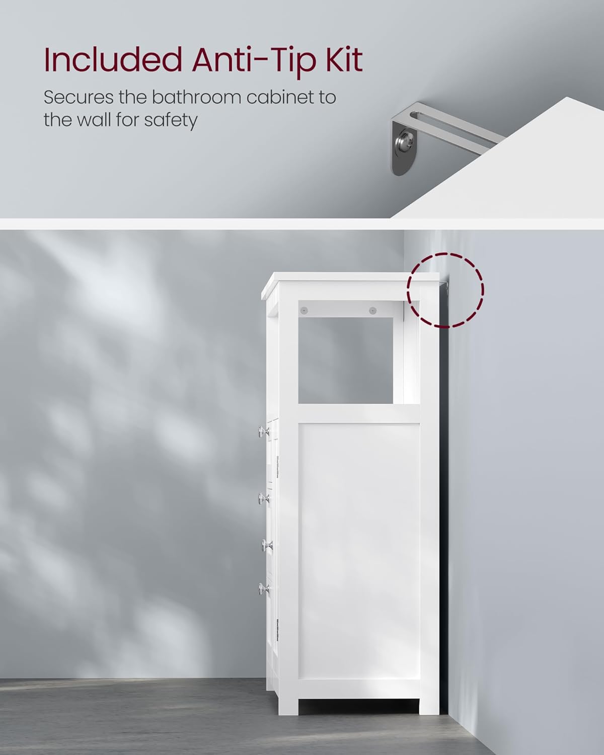 VASAGLE Floor Storage Cabinet, Freestanding Storage Unit with 3 Drawers, Adjustable Shelf, 11.8 x 23.6 x 31.5 Inches, for Living Room, Bathroom, Entryway, White UBBC542P31V1