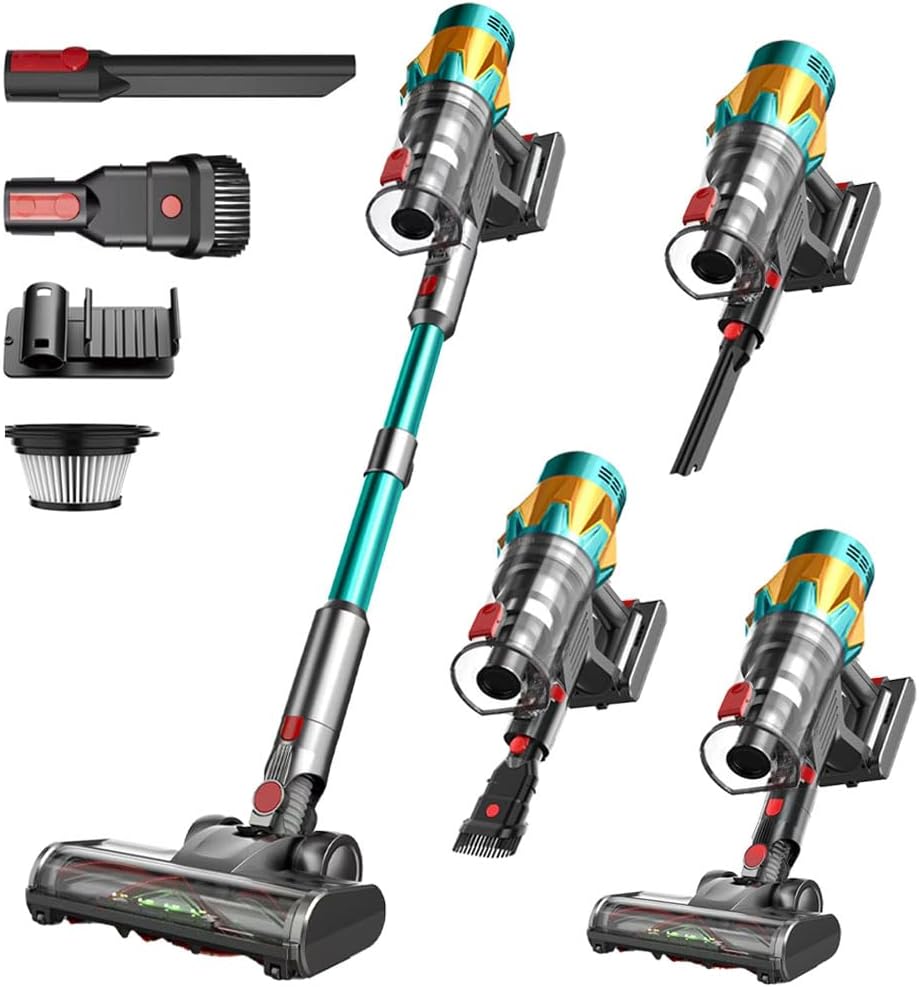 Cordless Vacuum Cleaner, 550W 65Kpa 40Mins Vacuum Cleaners for Home, LED Screen Stick Vacuum Cleaners, Anti-Tangle 1.2L Dust Cup, 4 in 1 Lightweight Vacuum for Hardwood Floor Carpet Pet Hair