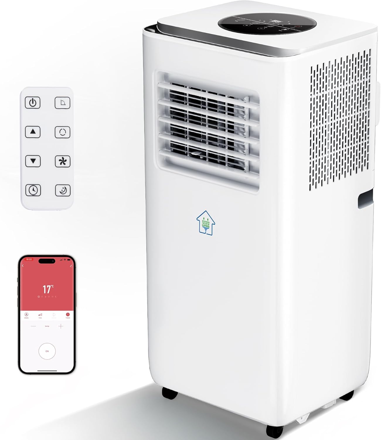 2025 Upgraded Portable Air Conditioner,8,000 BTU Portable AC Unit with Built-in Cool, 3-in-1 Cooling Fan & Dehumidifier for Rooms up to 350 Sq. Ft.,Smart APP and Remote Control,2 Speed,24H Timer