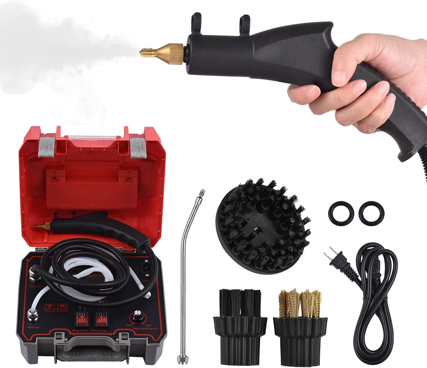 Handheld Steam Cleaner - High Temperature Pressurized Steamer with 3 brushes for Kitchen Bathroom Car - Tankless (3200W)