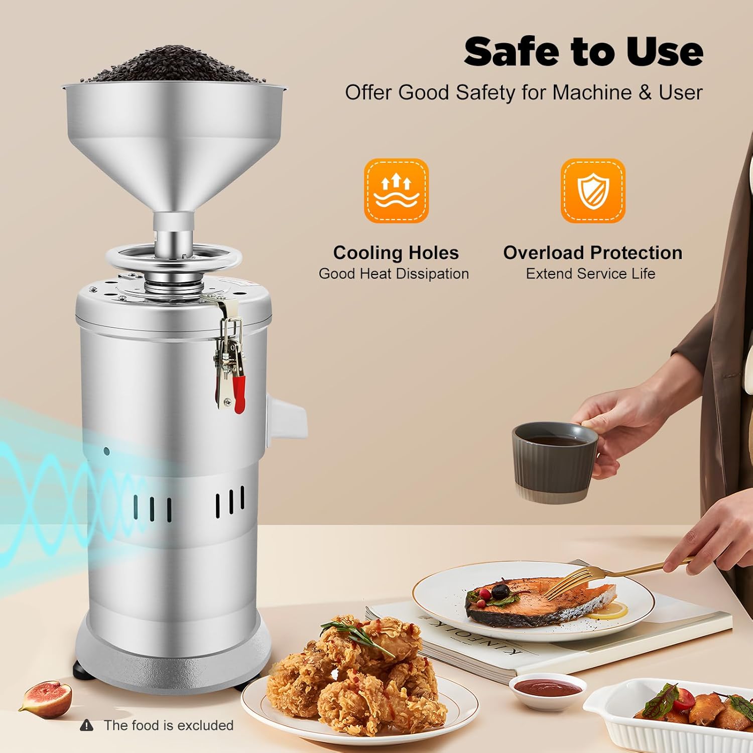 Peanut Butter Maker Machine Electric Grain Grinder Sesame Sauce Home Commercial for Groundnut Almond Cashew Nut and 110V 1100W 33lb/h Kitchen Dining Small Appliances Specialty Food Grinders Mills Low