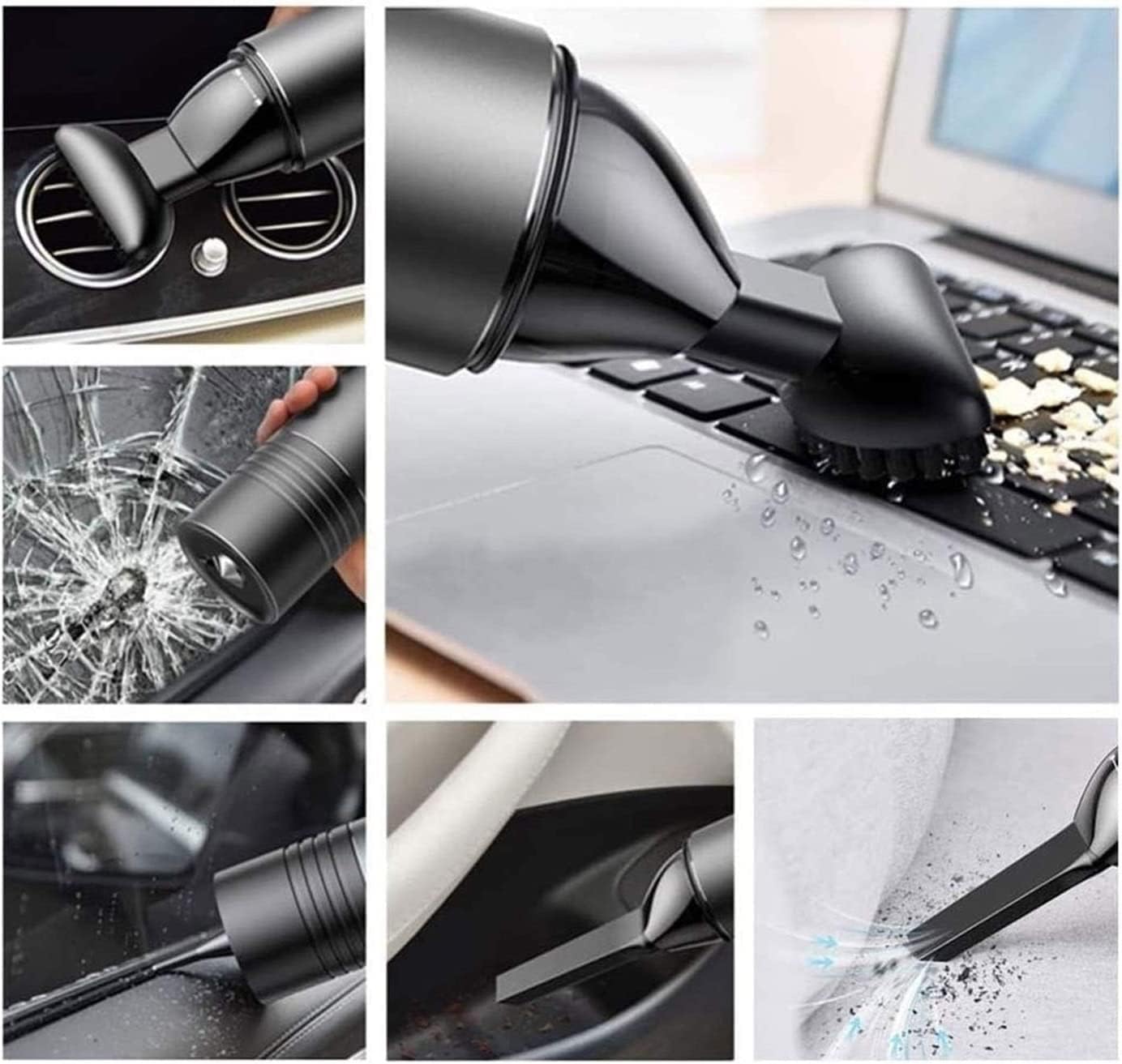 Portable Cordless Car Vacuum, Wet/Dry Handheld Auto Vacuum Cleaner with 5300pa Strong Suction, USB Rechargeable Mini Car Cleaning for Home Office Cleaning (Color : Gray)