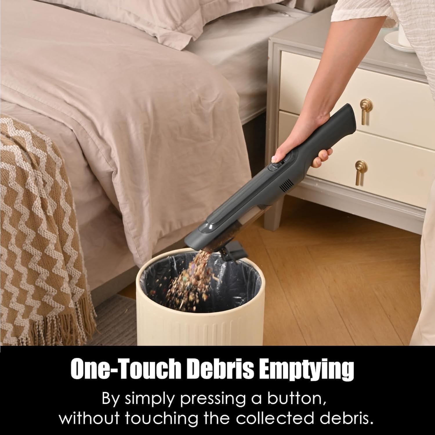 Handheld Vacuum Cordless, Lightweight 1.4lb with Powerful Suction, Charging Dock, Single Touch Empty and Detachable Dust Cup, Portable Mini Car Vac for Home Office and Pet Hair