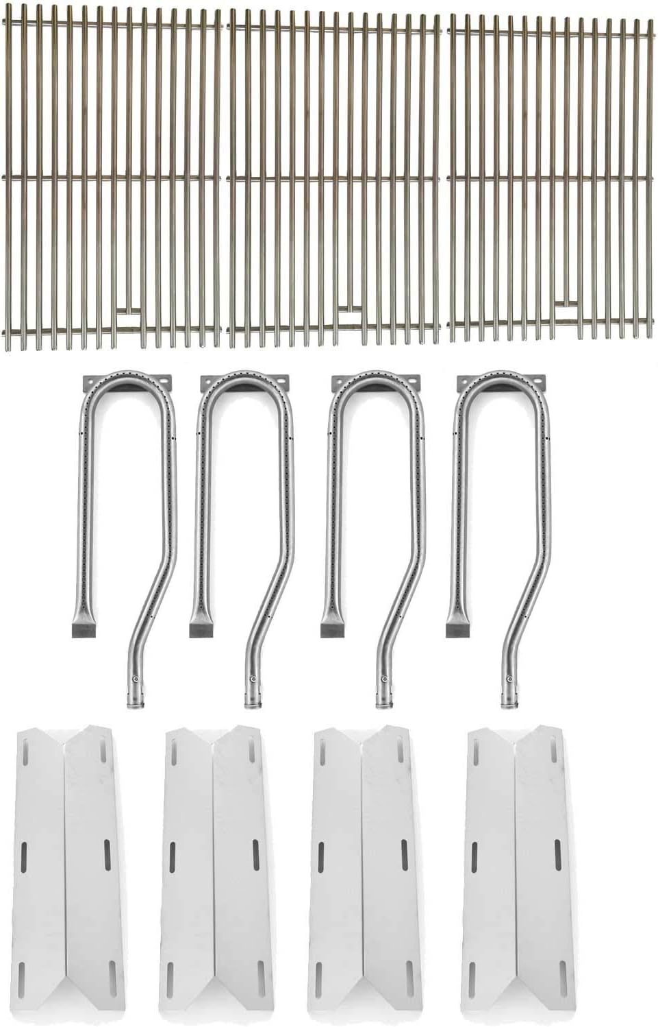 Jenn Air 720-0337, 7200337, 720 0337 Repair Kit for BBQ Gas Grill Includes 4 Stainless Burners, 4 Stainless Heat Plates and Stainless Steel Grates
