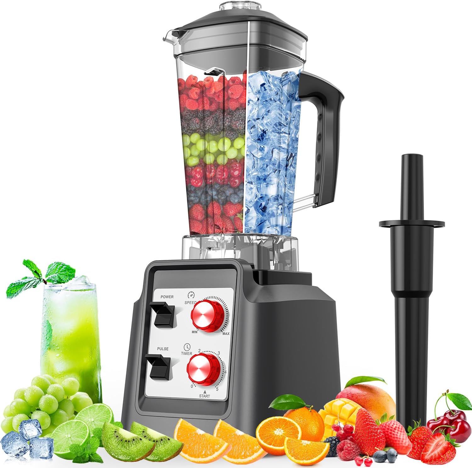 Blender, Blender for Smoothies, Blenders for Kitchen, Professional Countertop Blenders with 68Oz. Pitcher, Adjustable Speeds, Timing Control, HS-209D