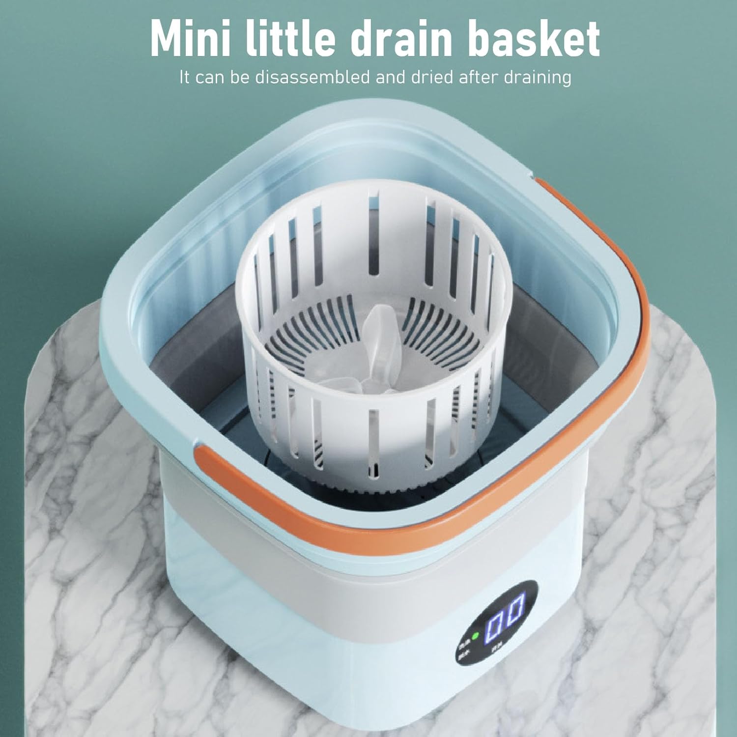 Portable Washing Machine, 6L Foldable Automatic Washing Machine, with LCD Panel Display, Built in Spin Dryer for Baby Clothes, Underwear Or Small Items, Apartment, Laundry Room, Camping(Blue)