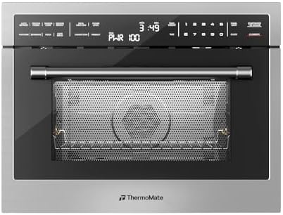 24 Inch Built-in Microwave and Convection Oven Combination, ThermoMate 1.6 Cu. Ft. Wall Oven Microwave Combos, 1000 Watt Power, Sensor Cook, Touch Control LCD Display, Stainless Steel Finish