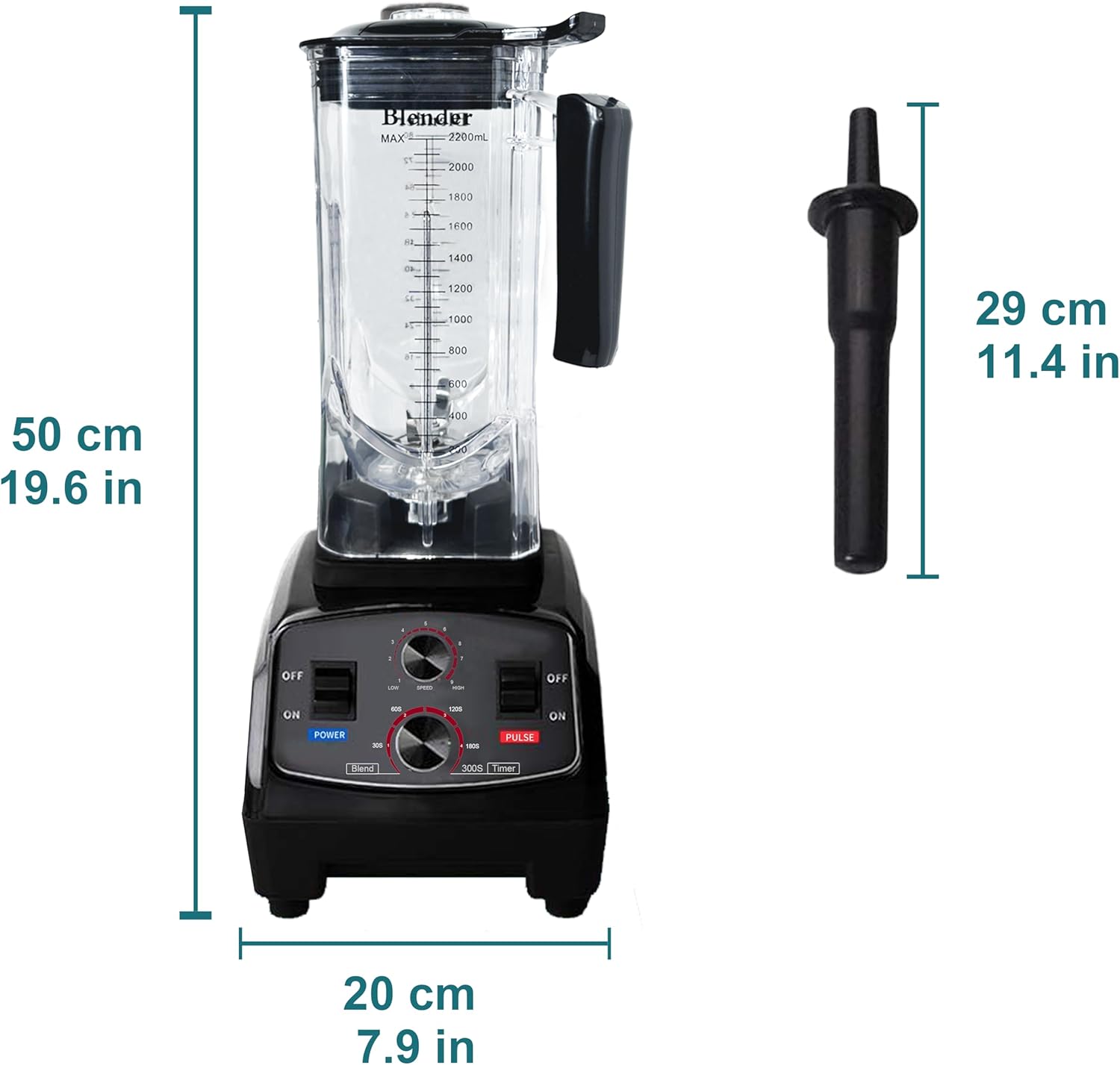 Blender for Smoothies 1500W Countertop Blender for kitchen Home Commercial with Timer, Smoothie Maker 2200ml for Crushing Ice, Frozen Dessert, Soup