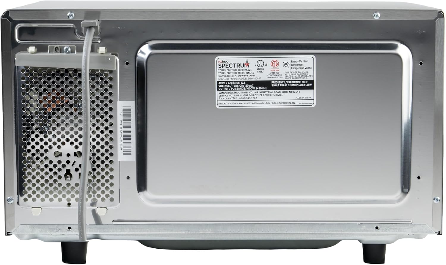 Winco Commercial-Grade Microwave with Touch Controls, 1,000 W, .9 Cubic Feet