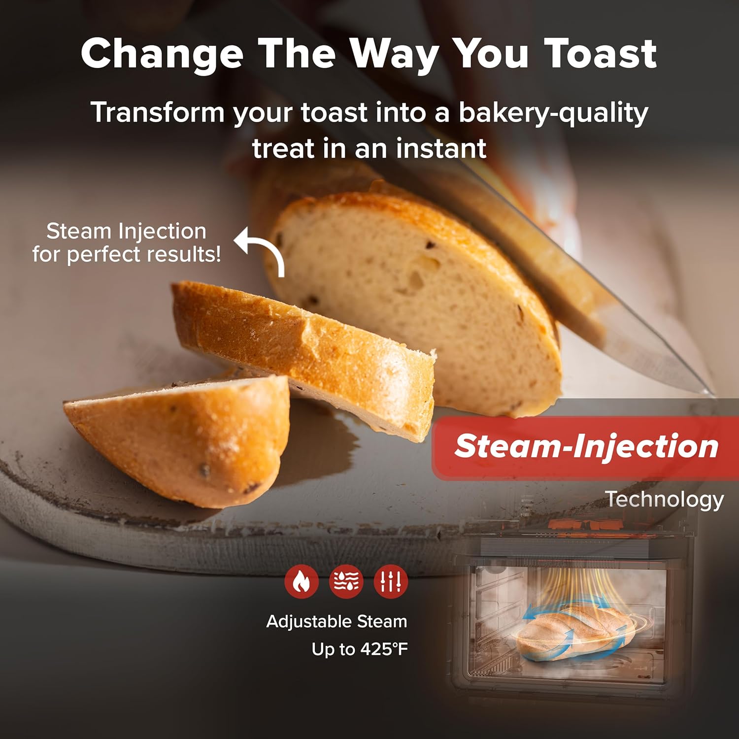 Nuwave PFAS-Free Steam Oven & Air Fryer, All-in-One Convection Cooker with Precision Steam Control, Toast, Air Fry, Sous Vide, Steam & More, Juicier Meats, 120 Presets, 50–450°F, Stainless Steel