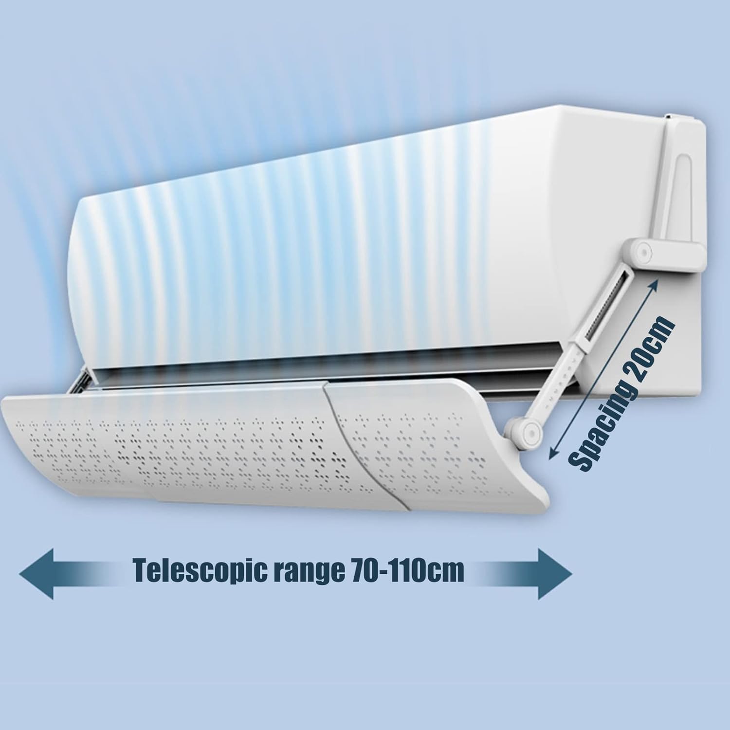 Wind Direction Air Conditioner Deflector - Adjustable Retractable Cover, Anti-Condensation Baffles for Direct Blowing Wind Control, Length & Angle Settings