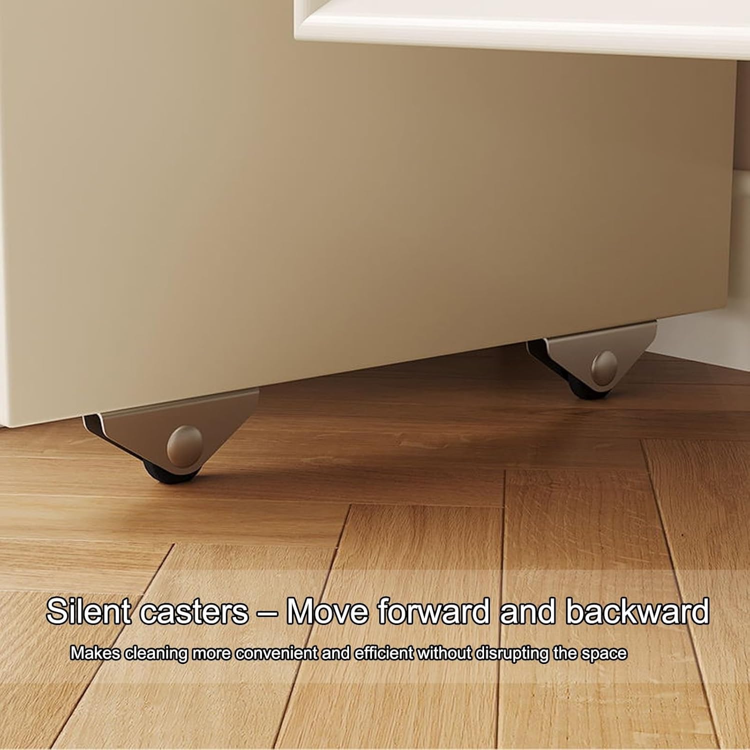 Storage Cabinet with Door for Robot Vacuum, Robot Vacuum Hiding Cabinet, with Wheels Household End Side Table, Wood Organizer Stand for Living Room, Home Office(Champagne)