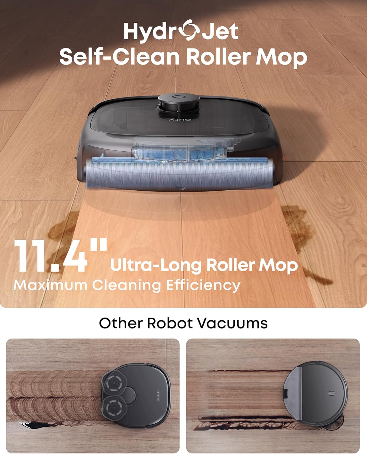 eufy Robot Vacuum E28, Portable Carpet for Deep Cleaning, HydroJet System with Roller Mop, All-in-One Robot Vacuum and Mop Combo, 20,000 Pa Suction, Zero-Tangling, Corner-to-Edge Cleaning (Upgraded)