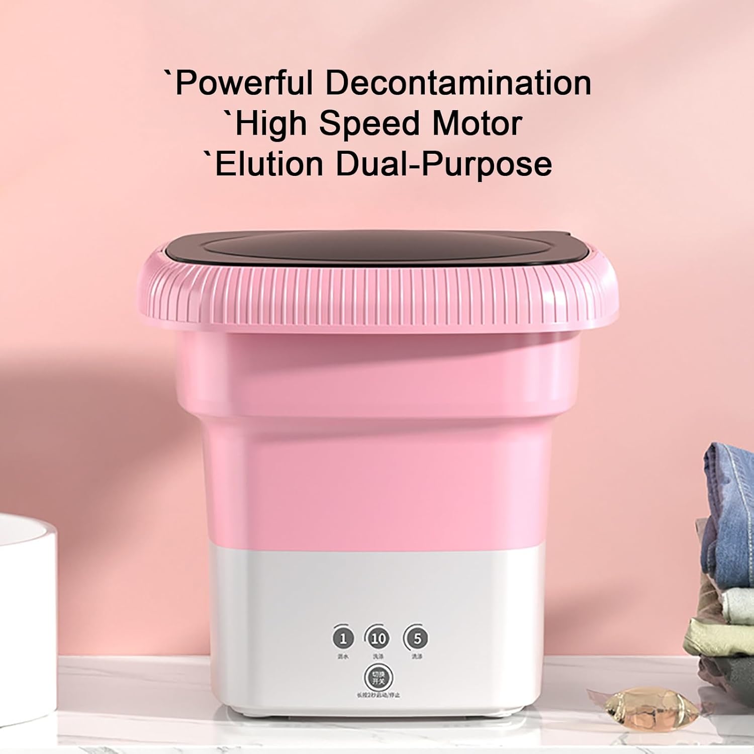 Foldable Mini Washing Machine， Portable Washer， for Washing Underwear, Socks, Baby Clothes Mini Washer (Color : Pink)