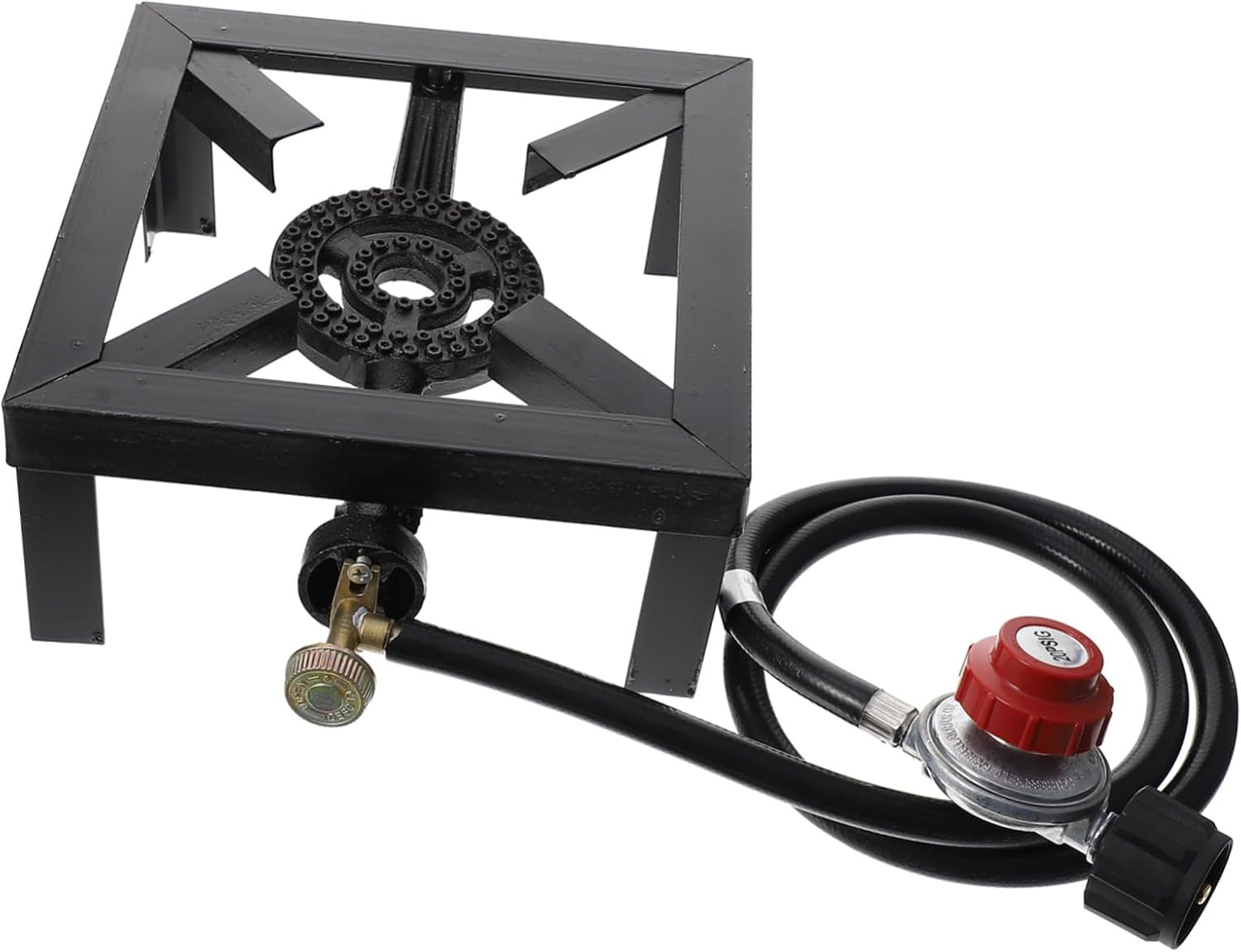 High-Pressure Propane Stove Burner with Regulator Cast Iron Outdoor Cooking Stove for Camping Patio and Backyard Use Heavy-Duty Gas Cooker