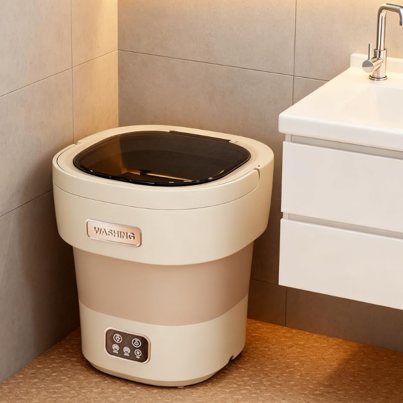 Portable Washing Machine, 12L Compact Automatic Washer with 3 Cleaning Modes, Quiet Operation & Power Spin, Ideal for Small Spaces, Delicate Clothes, and On-the-Go Laundry (Gray)