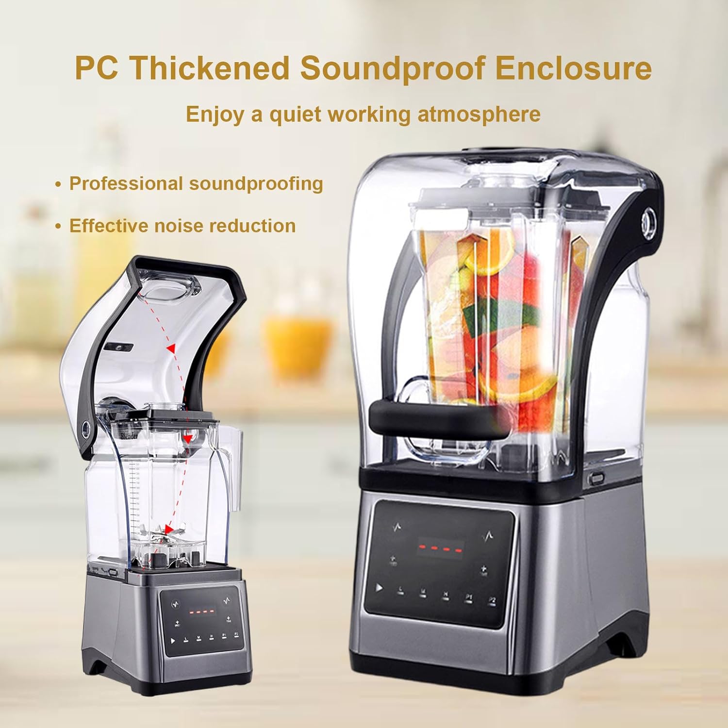 2200W Electric Kitchen Blender With Push Bar, 9 Speed Settings & Pulse Function, Stand Smoothie Mixer, Digital Display+1.6L Jug, For Smoothies, Meal Prep & Commercial Snacks