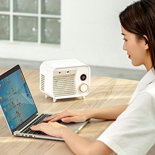 Personal Air Cooler, 3-in-1 Silent Retro Portable Mini Air Conditioner, USB Charging Evaporative Air Cooler Humidifier Purifier-White