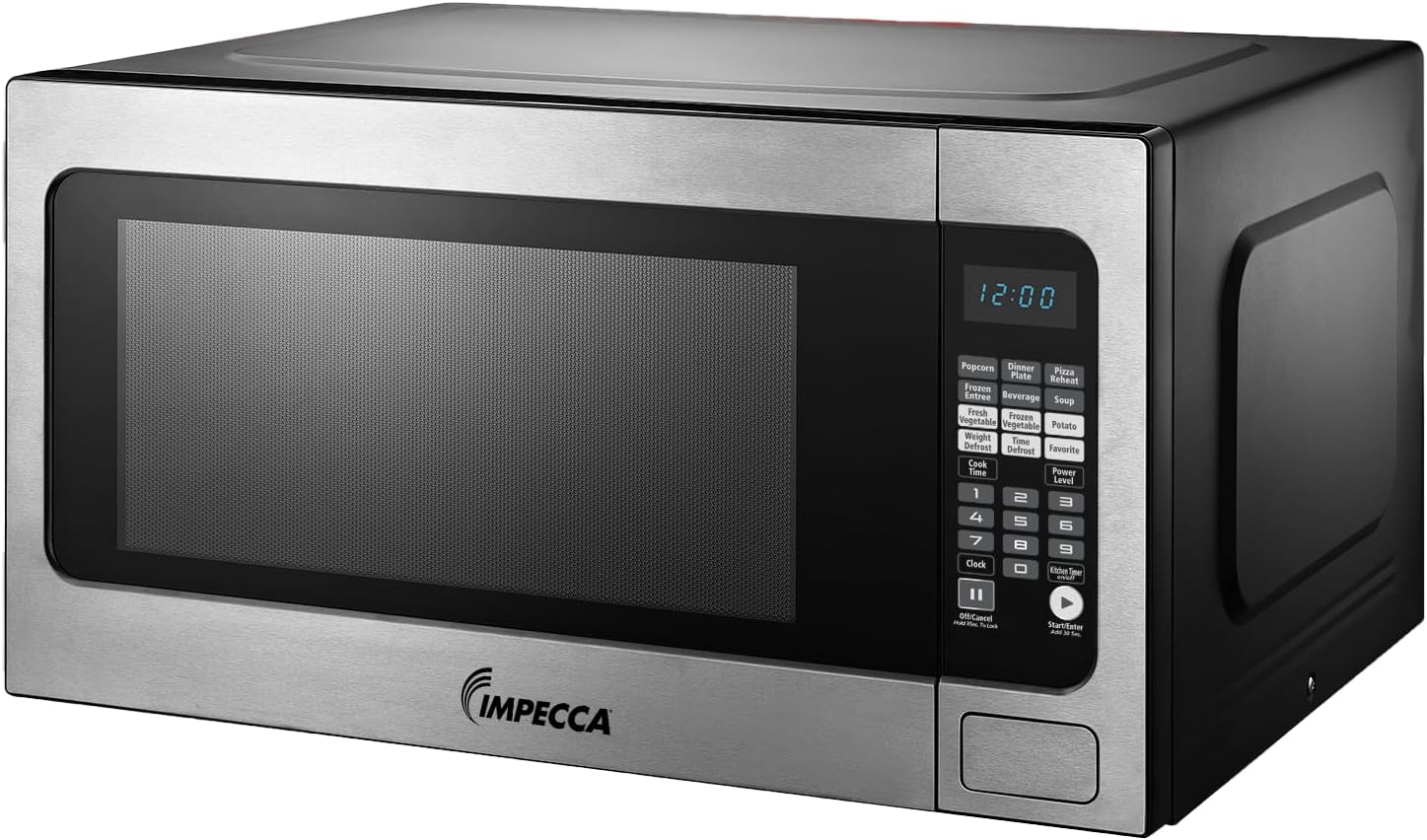 Impecca 2.2 Cu. Ft. Microwave Oven, Powerful 1200 Watts Countertop Microwave, 16.5