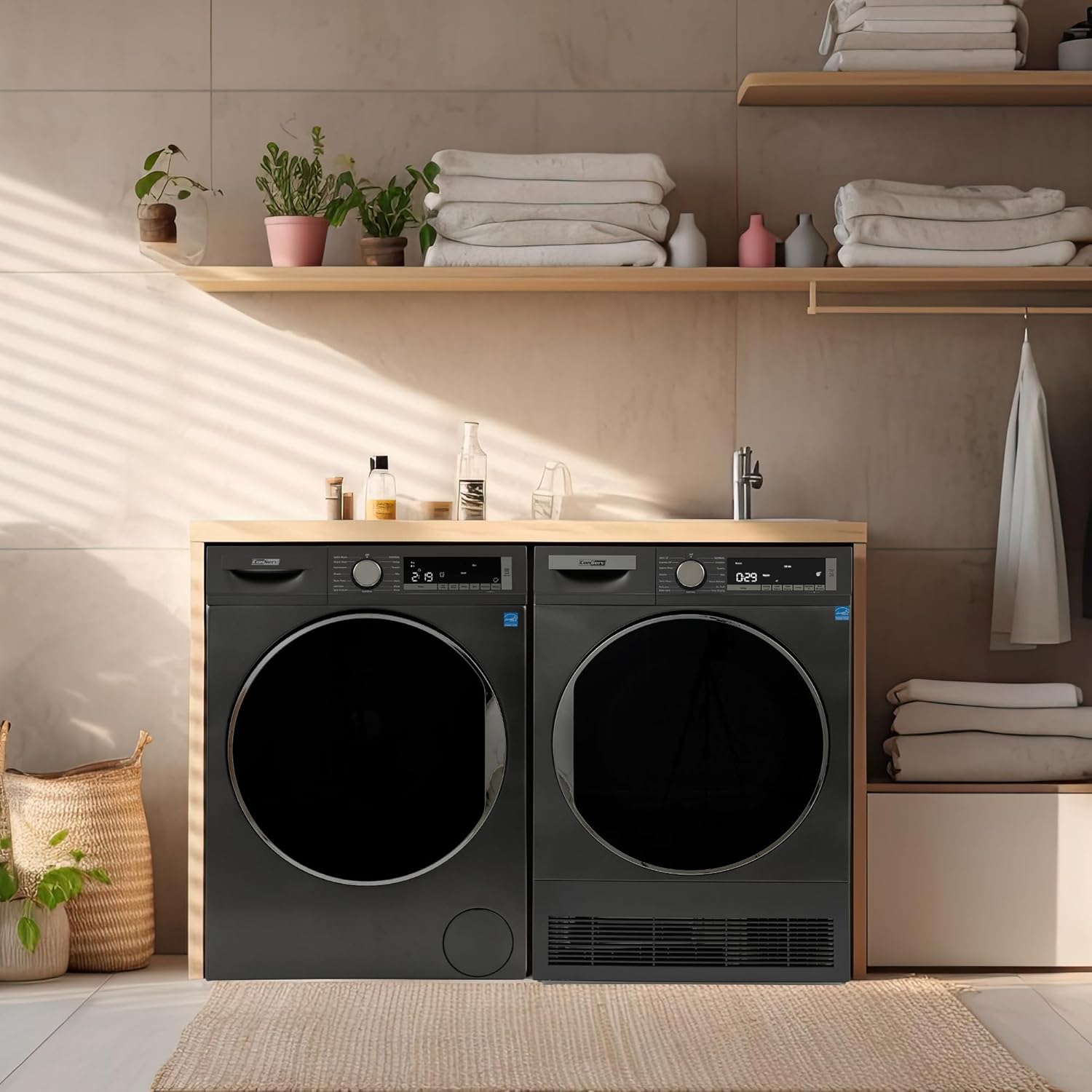 2.2 cf 120 V Washer & 4 Cf 220V Condensing Dryer (Titanium)