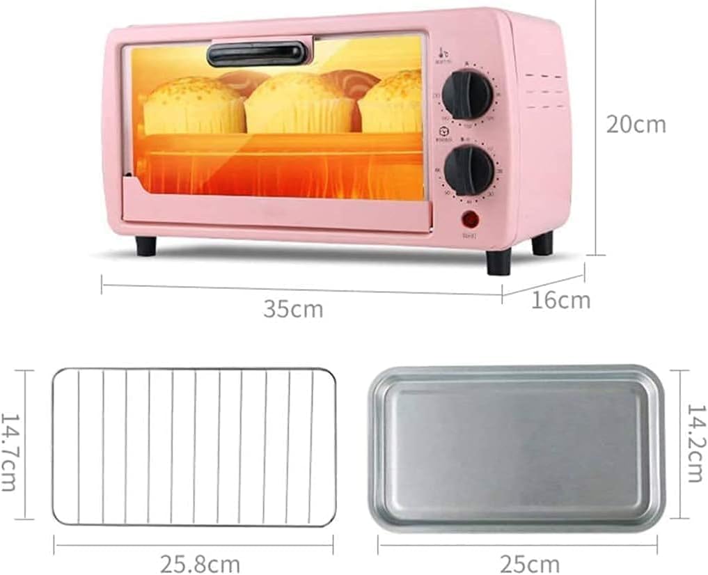 Mini Oven 9L, Air Fryer, Convection Toaster Oven, 0-230C, 60 Min Timer, 3 Shelves, Stainless Steel Heating, 3 Accessories, Ideal for Caravans & Dormitories