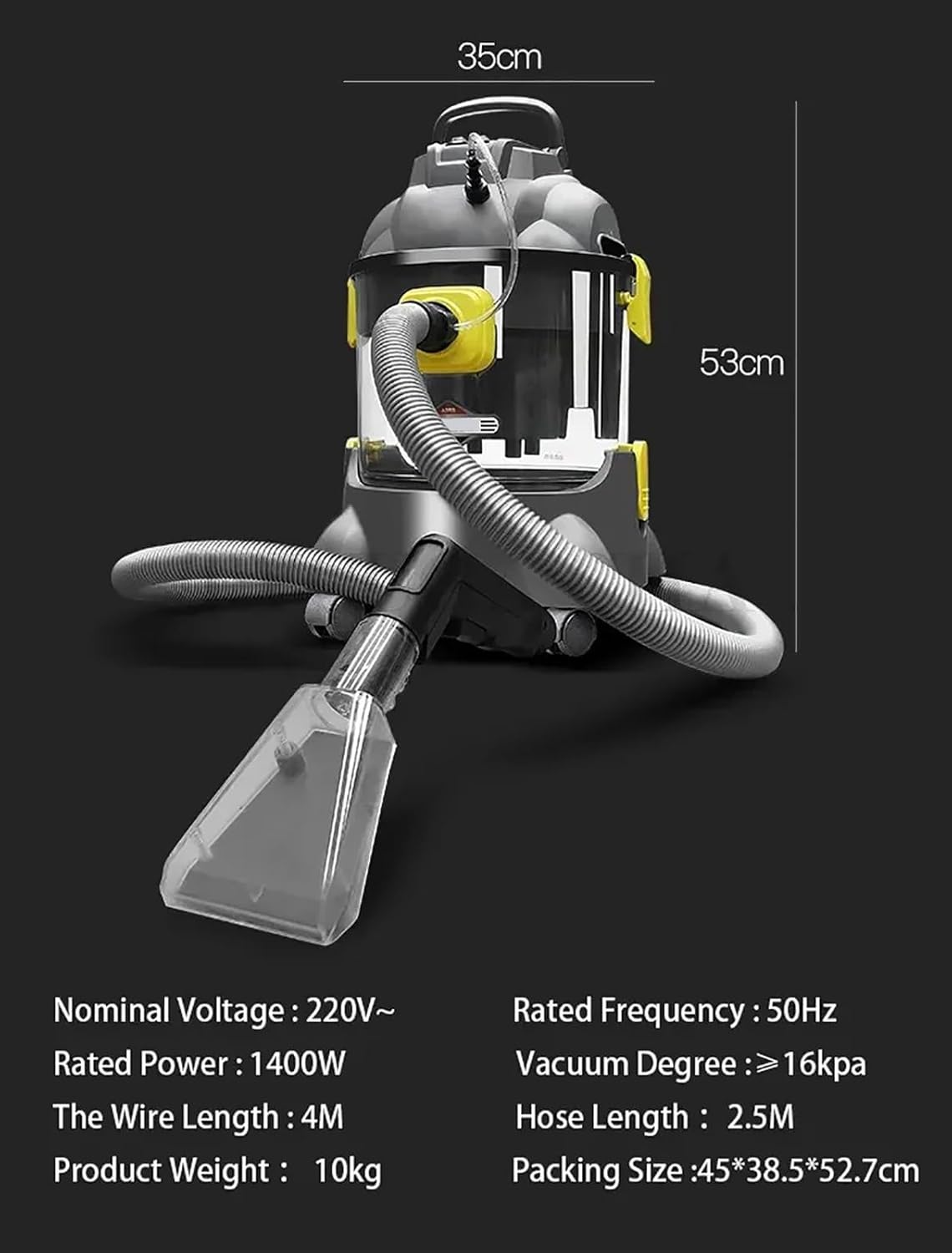 1400W Car Interior Cleaning Machine - 2-in-1 Spray & Extraction, Multifunctional Vacuum Cleaner for Sofa, Curtains & Carpets, Deep Clean for Home & Auto Use