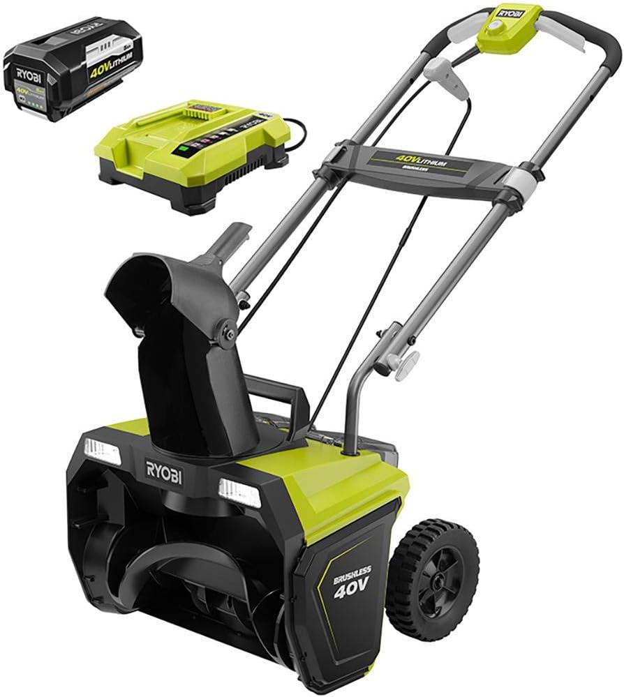 Ryobi 20 in. 40-Volt Brushless Cordless Electric Snow Blower with 5.0 Ah Battery and Charger Included (1)
