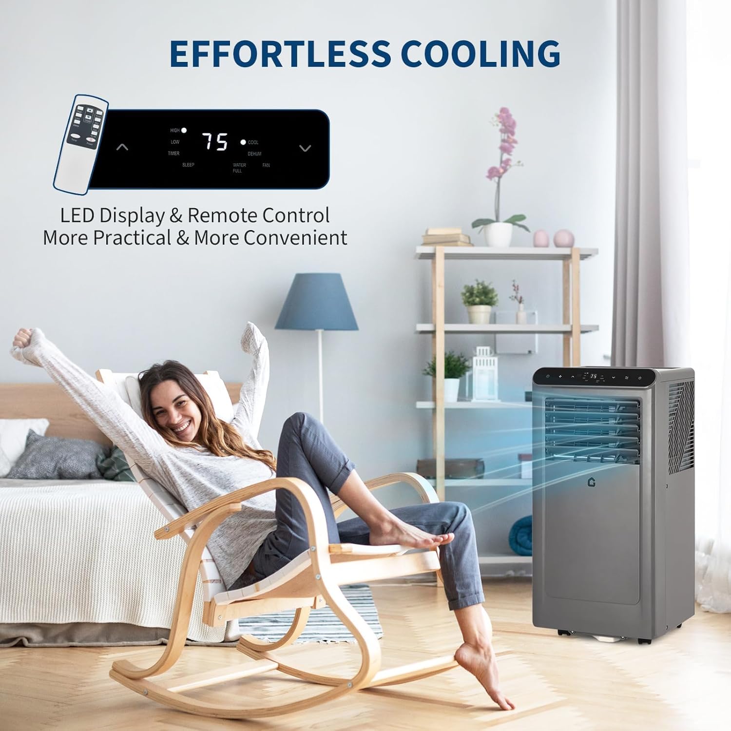 8,000 BTU Portable Air Conditioners, 3-in-1 Portable AC Unit Cools Up to 350 Sq.Ft, Quiet Air Conditioner with Fast Cooling/Energy Saving/Remote Control/24Hrs Timer for Bedroom, Office, Apartments, Gr