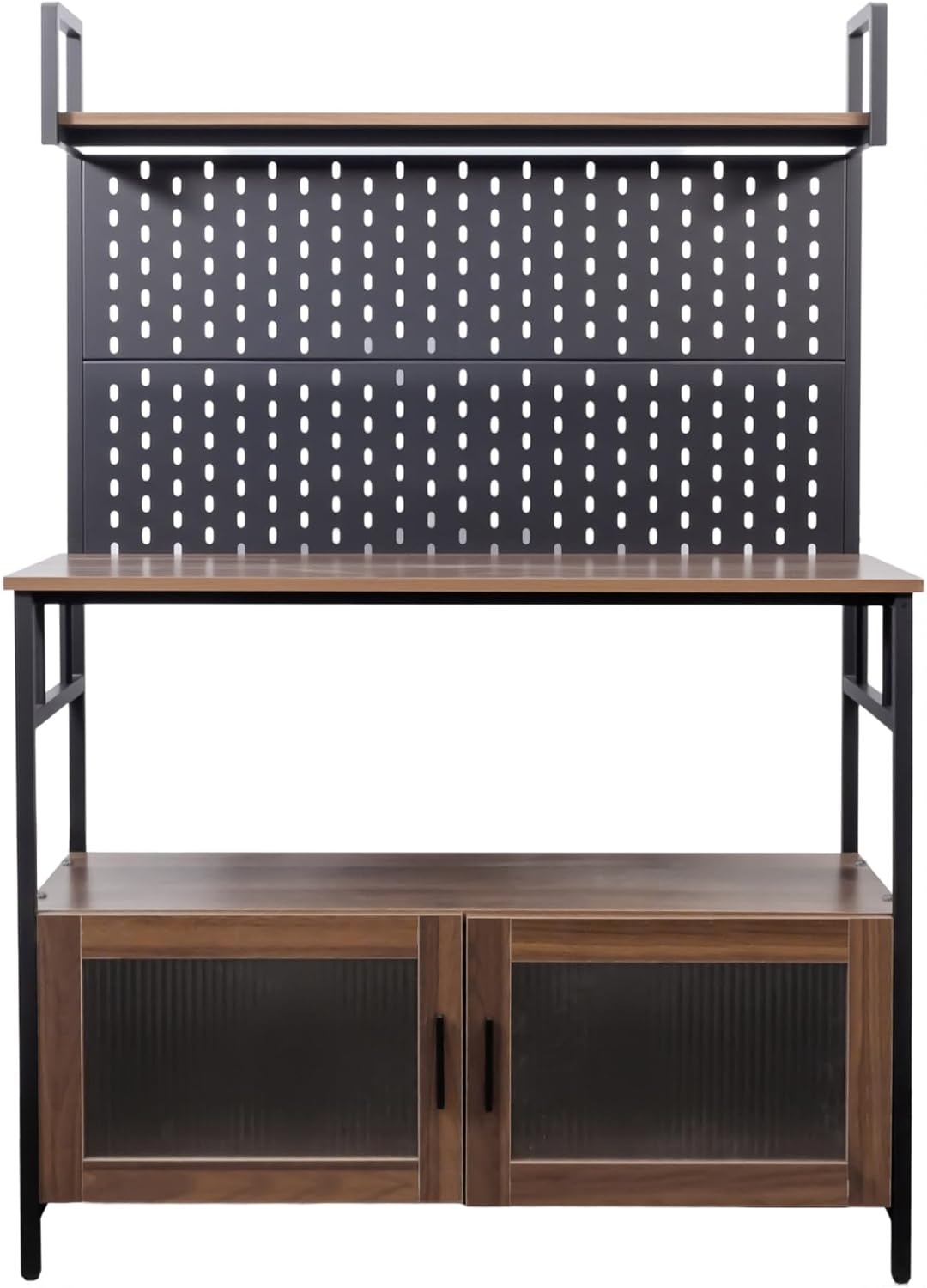 Kitchen Bakers Rack with Door, Microwave Oven Stand, Utility Storage Shelf, Durable Kitchen Organizer for Small Spaces