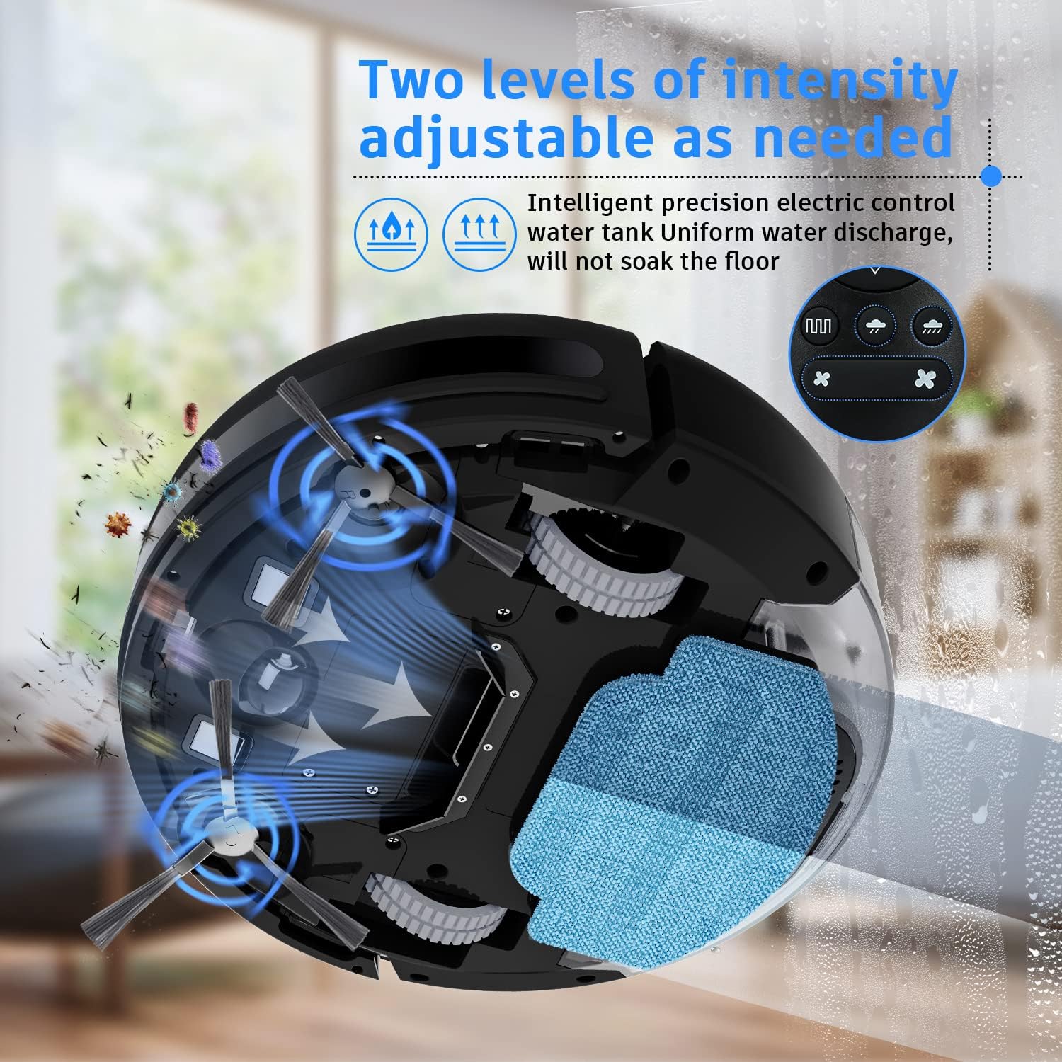 MAMNV Robot Vacuum and Mop Combo, 2 in 1 Mopping Robot Vacuum with Watertank and Dustbin, Robotic Vacuum Cleaner with Schedule, WiFi/App, Self-Charging, Slim, Ideal for Hard Floor, Pet Hair, Carpet