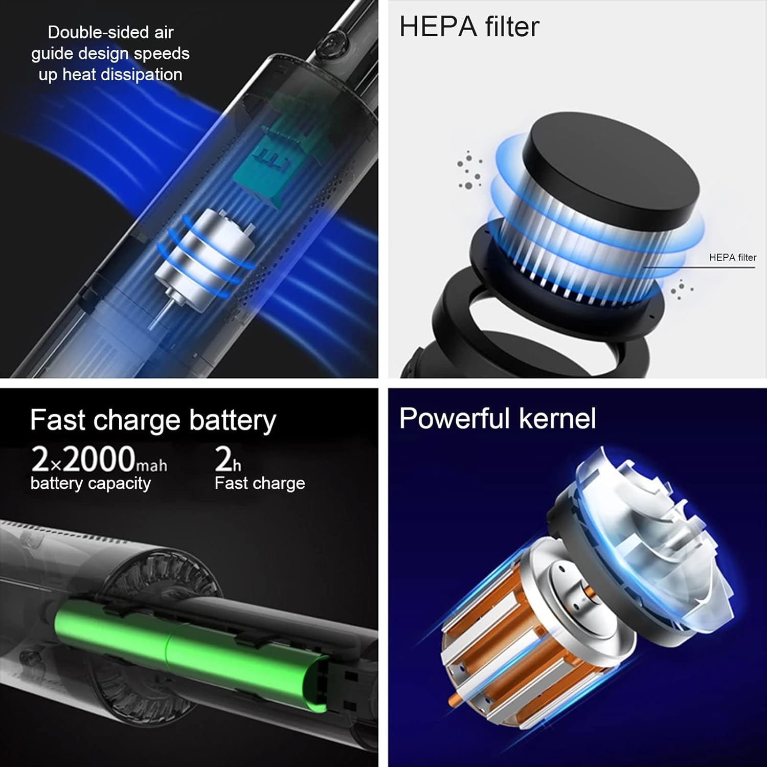 Car Vacuum Cleaner Portable Handheld Mini Vaccuum for Vehicle High Power Dual Use in Car and Home,Black,Wireless