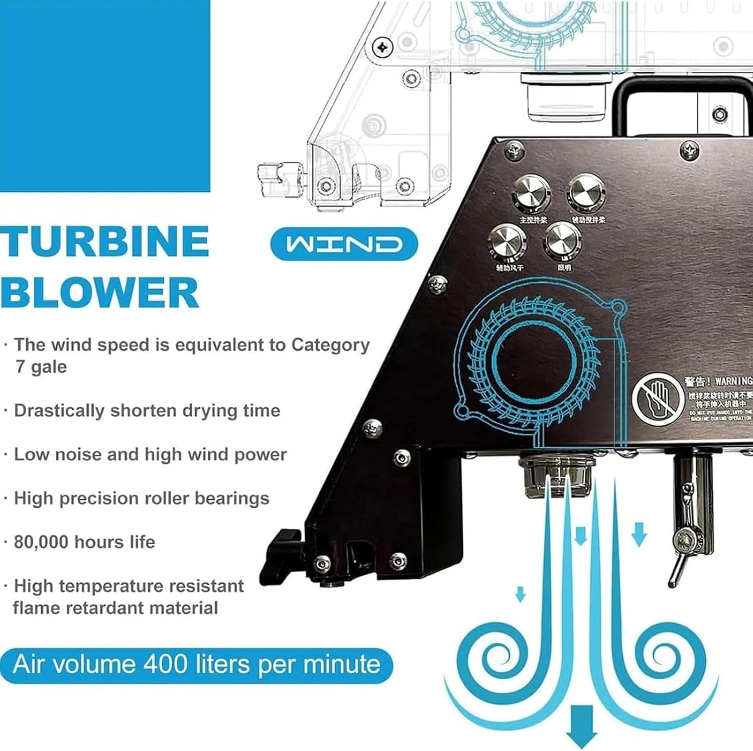 Stand Automatic Blender,With Auxiliary Fan,Air Volume Of 400L Per Minute,10 Large Capacity,Supports Gas Stove Heating Stirring (110v)