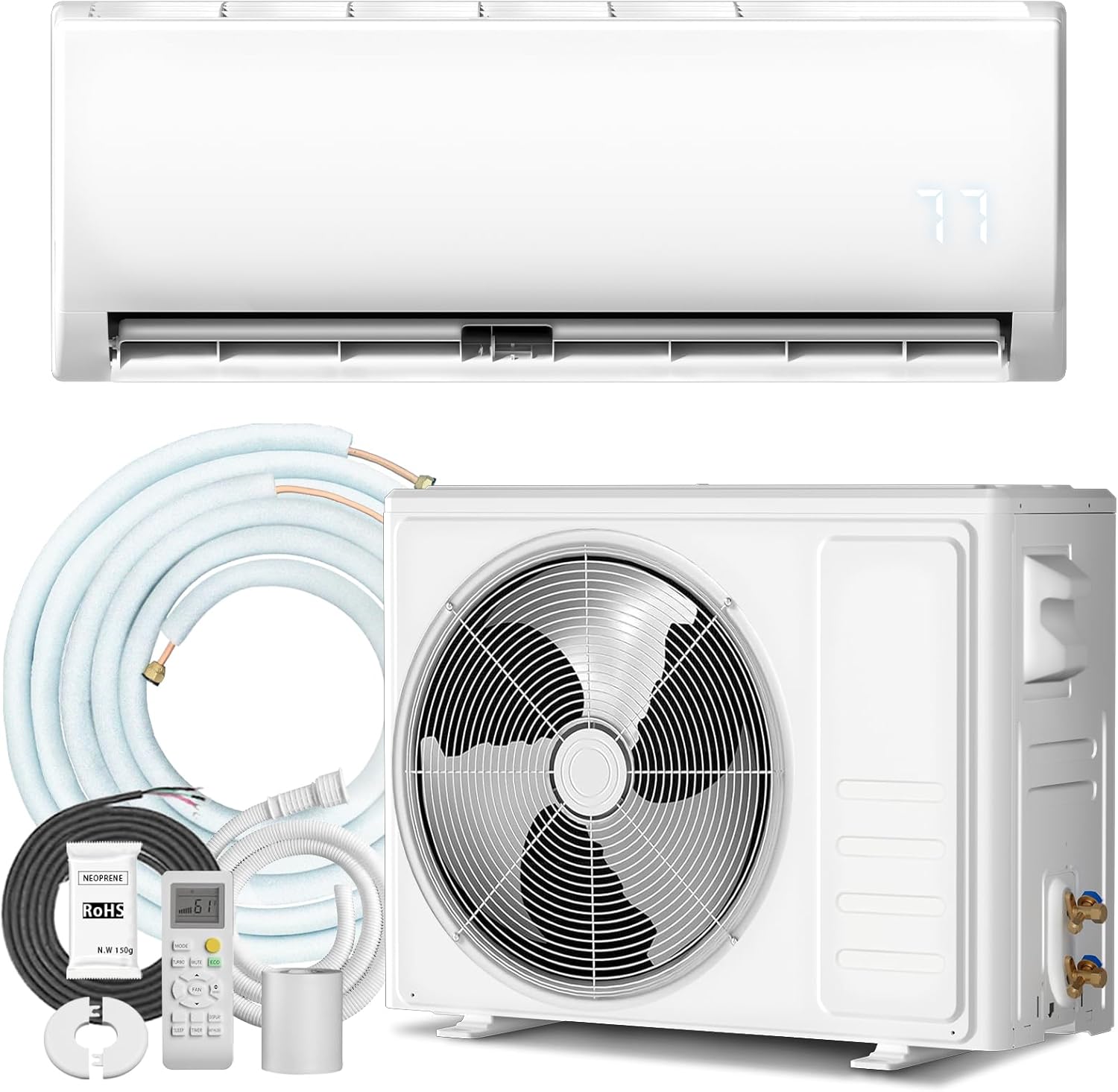 9000 BTU Mini Split Air Conditioner & Heater, 19 SEER2 115V Ductless Inverter Wall-Mounted AC Split Unit with Pre-Charged Condenser Cools Room Up to 450 Sq.Ft, Heat Pump & Installation Kits