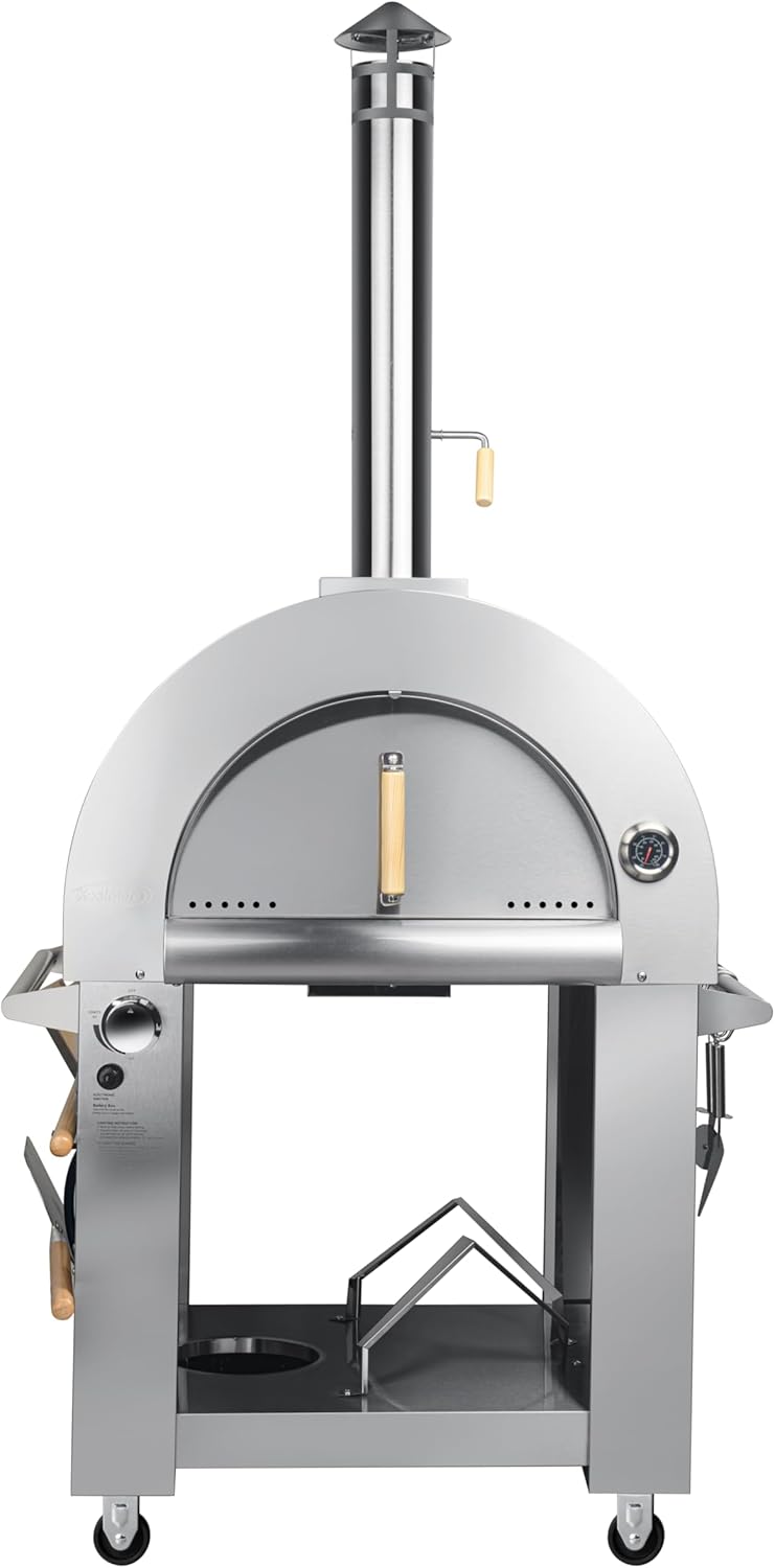 KoolMore 32 in. Outdoor Gas and Wood fired Pizza Oven in Stainless-Steel (KM-OKS-DFPO)